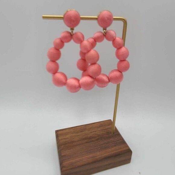 J Crew Factory Pink Thread Wrapped Statement Earrings NWOT! - Picture 1 of 10